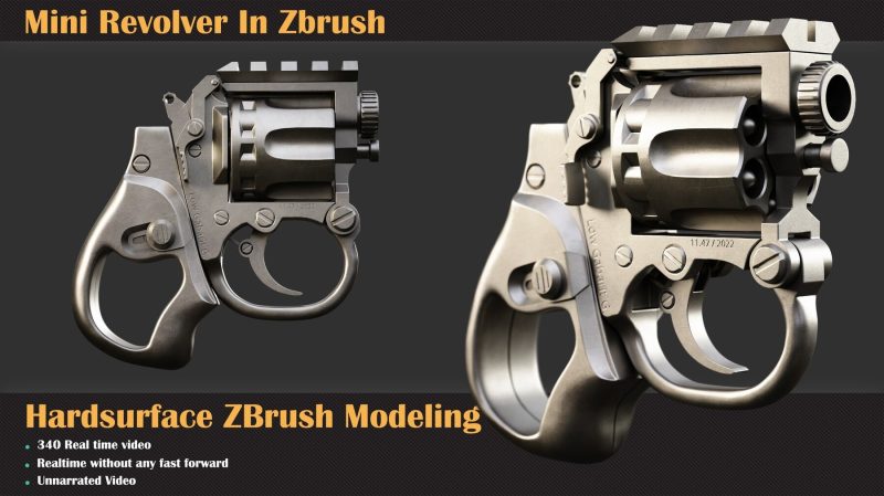 ZBrush制作迷你左轮手枪硬表面建模课程-Heycg.cn