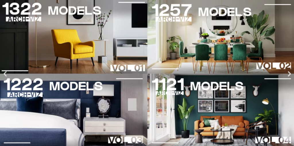 更新5003多套+旧版1000多套优质的室内模型资产-Heycg.cn