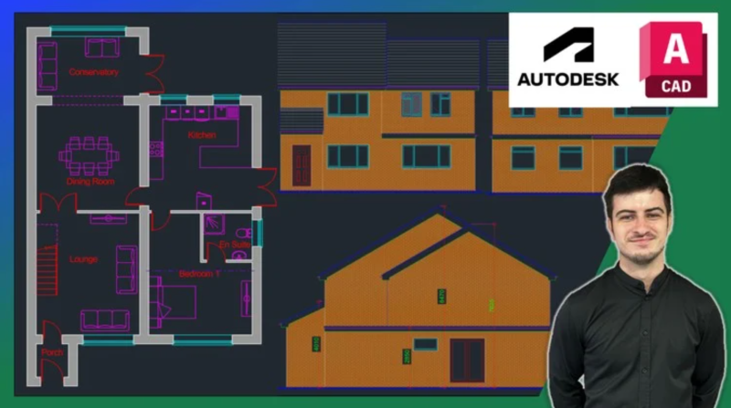 Udemy - 在AutoCAD中绘制主建筑平面图和立面图-Heycg.cn