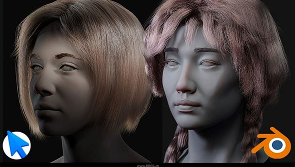 中文字幕 Blender逼真高精度头发毛发模拟实例制作视频教程-Heycg.cn