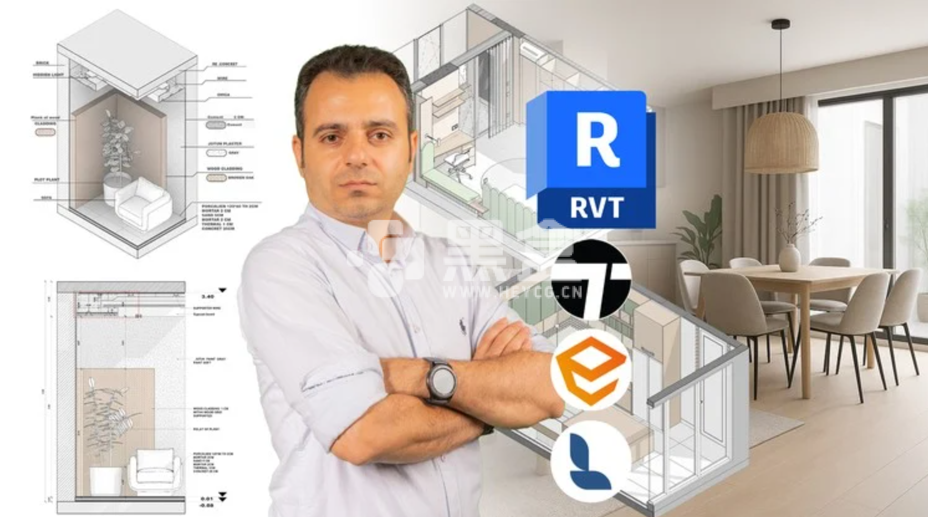图片[1]-Udemy – Revit 2026：从零开始进行室内设计、建模和渲染-Heycg.cn